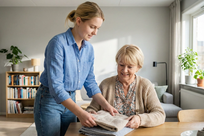 Ein Mann berechnet die Kosten für die Altenpflege.